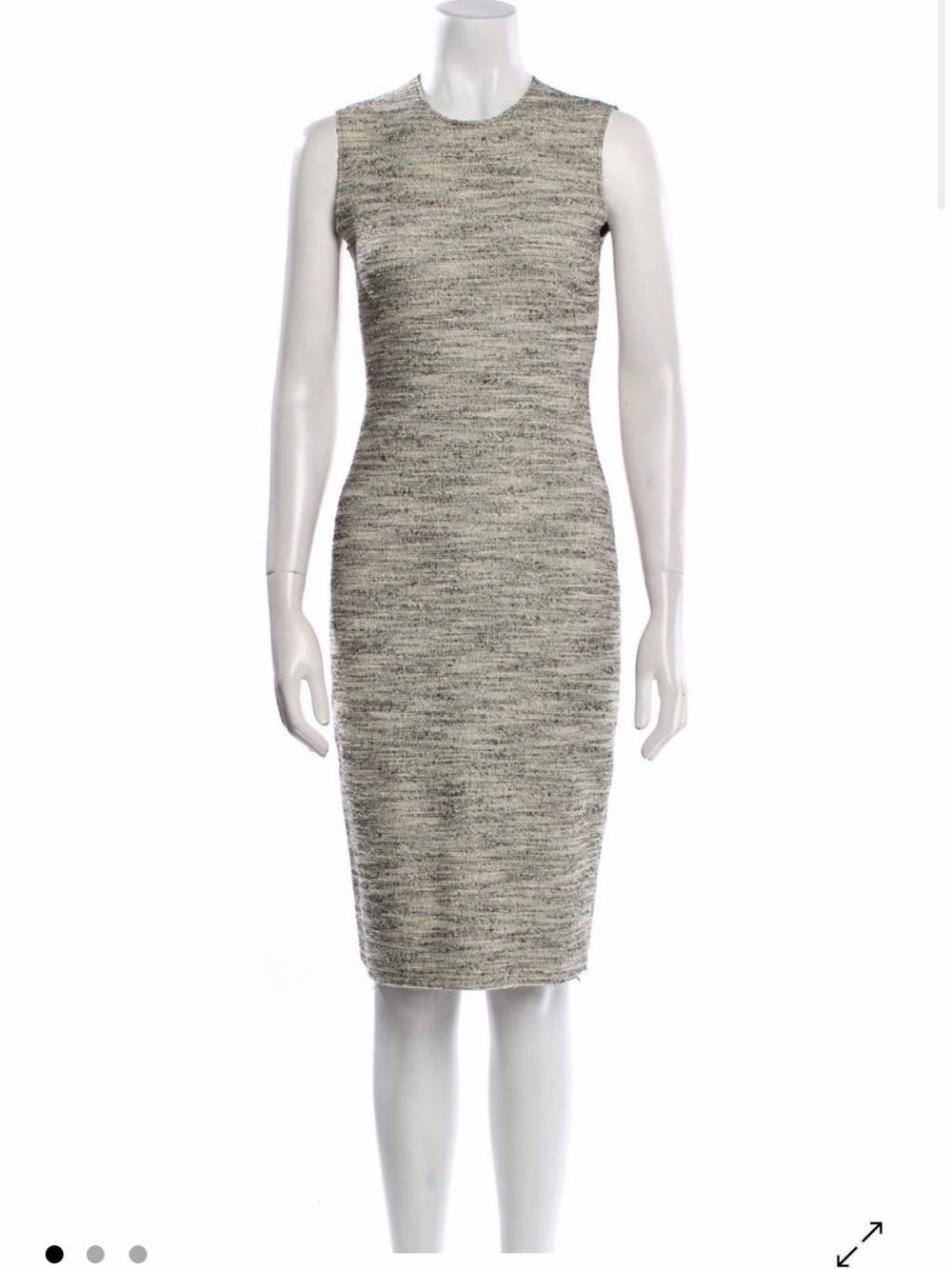 Theory Marled Ivory and Black Sleeveless Midi Sheath Dress